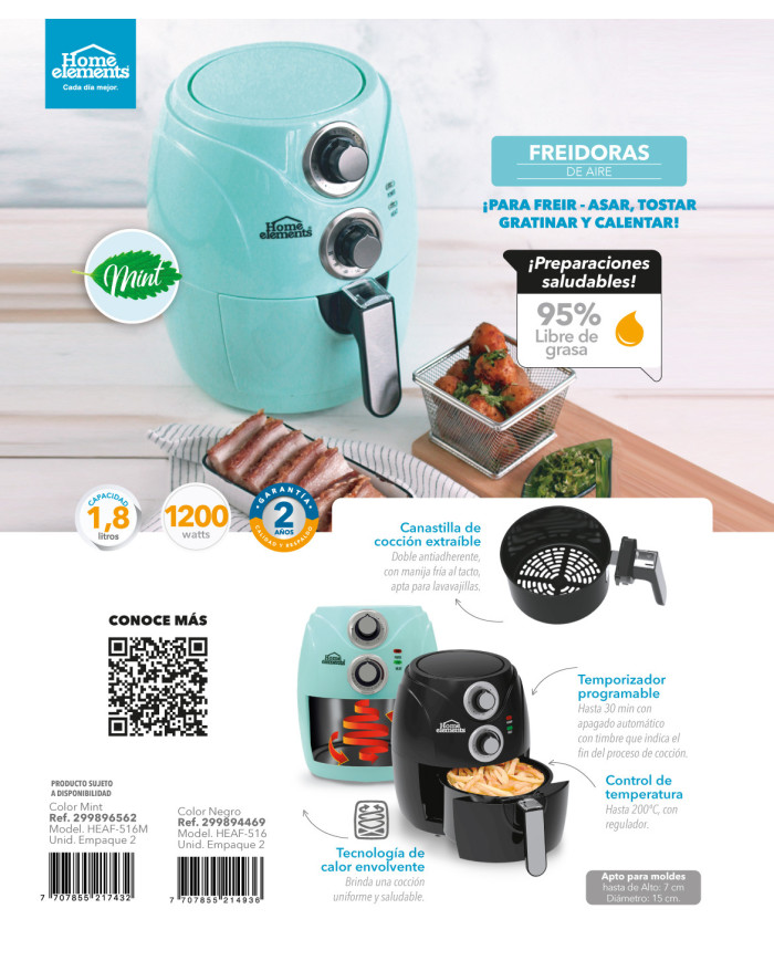 Freidora Aire 1,8 Lts Sin Aceite Mint