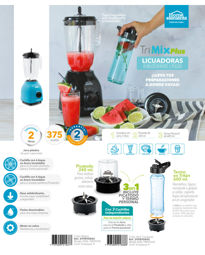 Licuadora 3 En 1 Tri Mix Plus At He