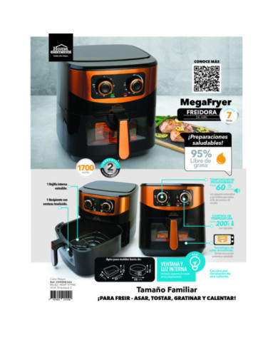 Mega Fryer - Freidora De Aire 7L Heaf-579Nc