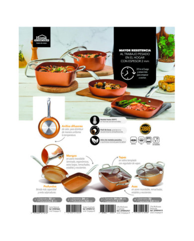 Olla 22 Cm Tapa Vidrio Cobre