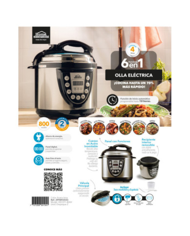 Olla Electrica 6 Funciones En 1 4,0L 800W Ref. Hecdy-40Av