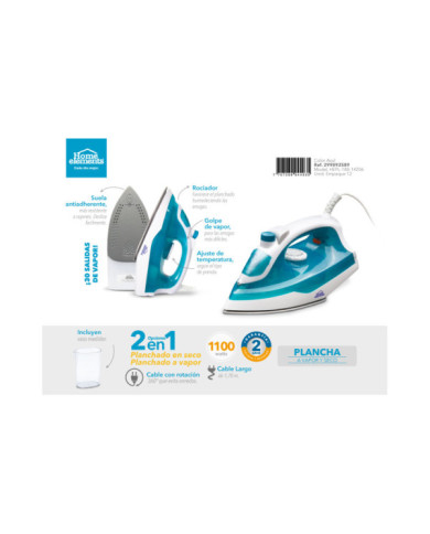 Plancha Pl188 He14206 Vapor Antiadherente Home Elements