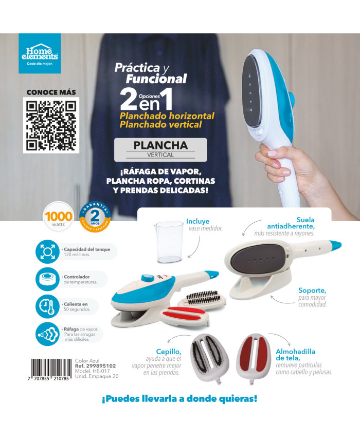 Plancha Vapor Vertical & Accesorios Ref. He-017