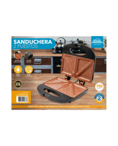 Sanduchera Sm117N Negra Plato Sandwich Copper He