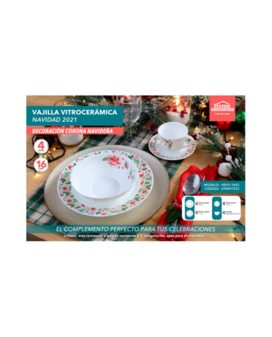 Vajilla 4/16 Vitro Dec 2 Navidad
