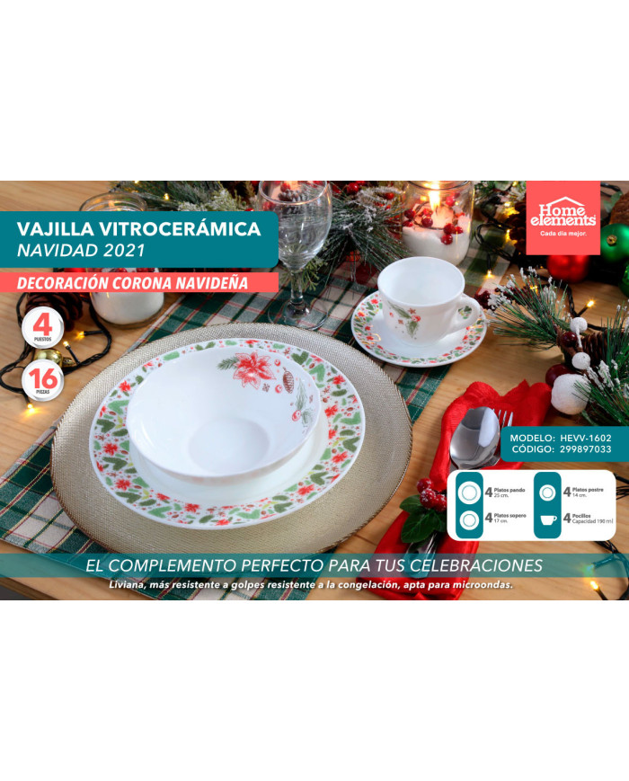 Vajilla 4/16 Vitro Dec 2 Navidad