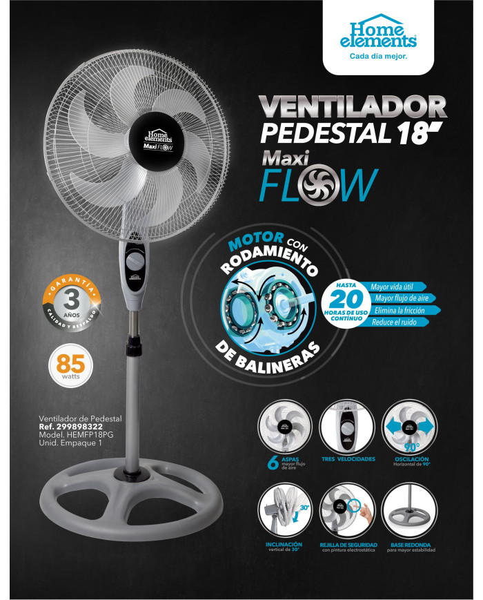 Vent Pedestal Gris 18P Cjx1 Maxiflow Élite