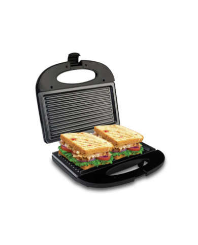 Sanduchera He Sm117N Negra Con Platos Grill Antadh.