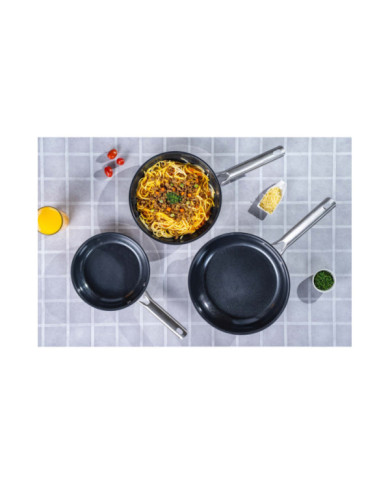 Sarten 24 Cm Sin Tapa Acero Inox Interior Antiadherente