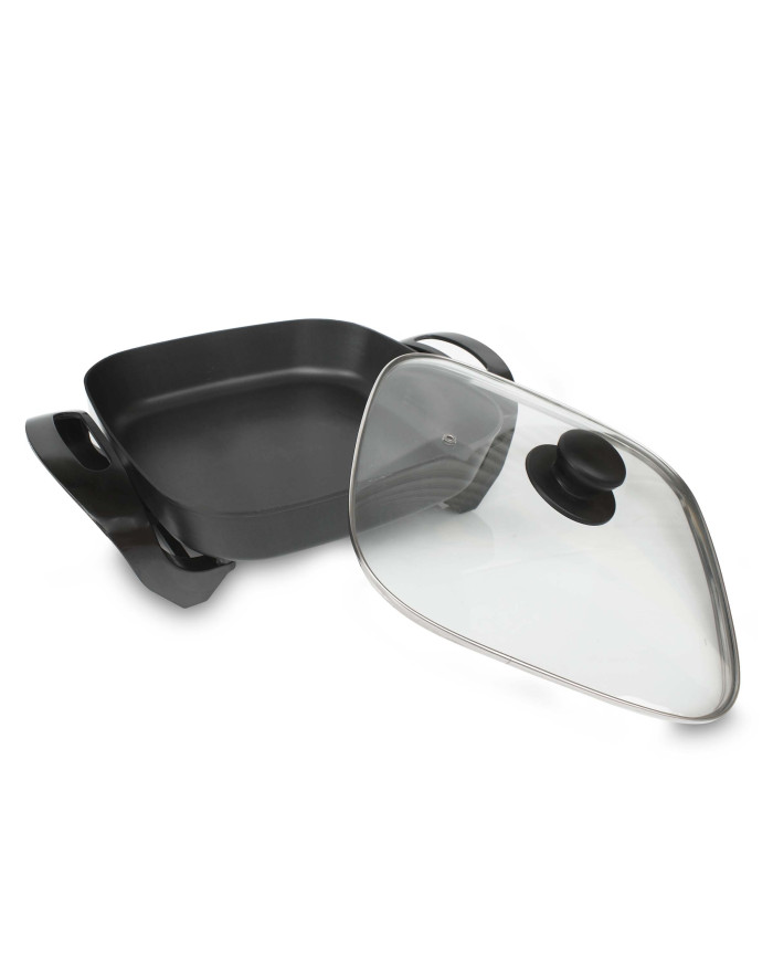 Sarten Electrico Cuadrado 30X30Cms Tapa Vidrio He116B3030