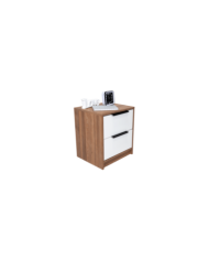 Mesa de Noche Wesley, Miel y Blanco, con Dos Cajones Organizadores Hc