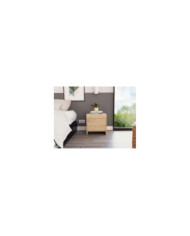 Mesa de Noche Tutto, Beige, con Cajón Para Guardar Objetos Ideal Para Espacios Reducidos