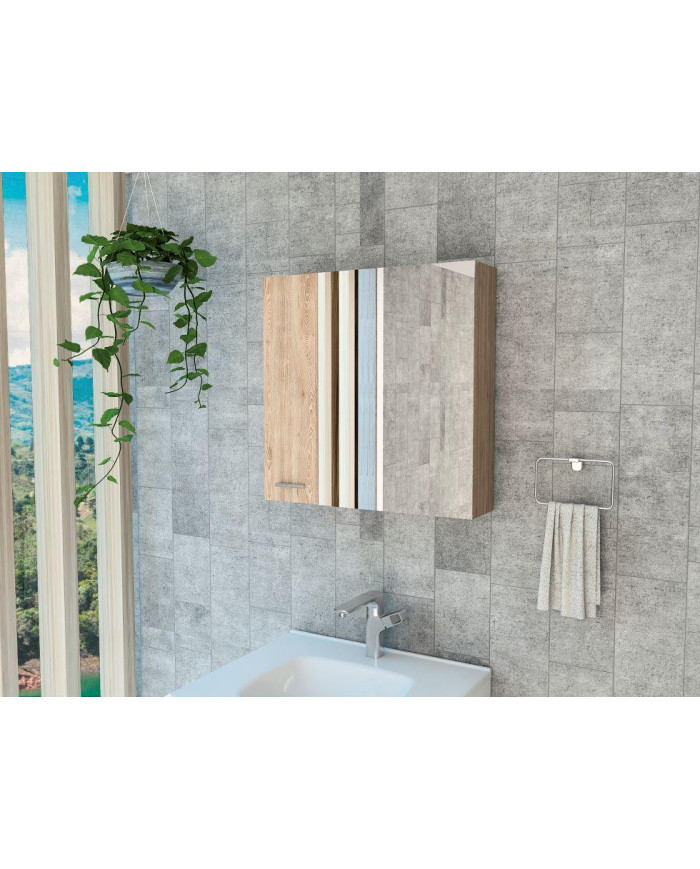 Gabinete de Baño Depp, Miel, con Puerta Espejo Biselado y Dos Entrepaños