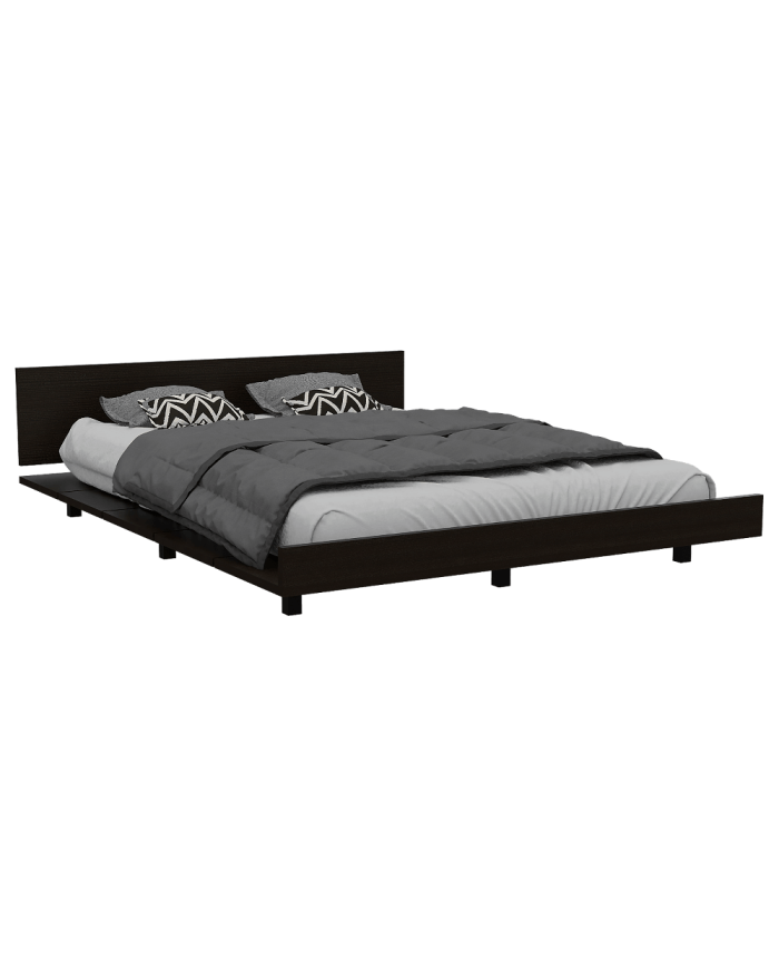 Cama Queen Wesley, Wengue y Miel, Incluye Tendido de Tablas