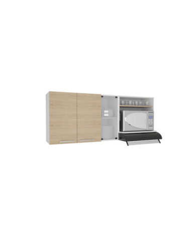 Gabinete Superior Viltex, Beige y Blanco, Incluye Locero y Portavasos