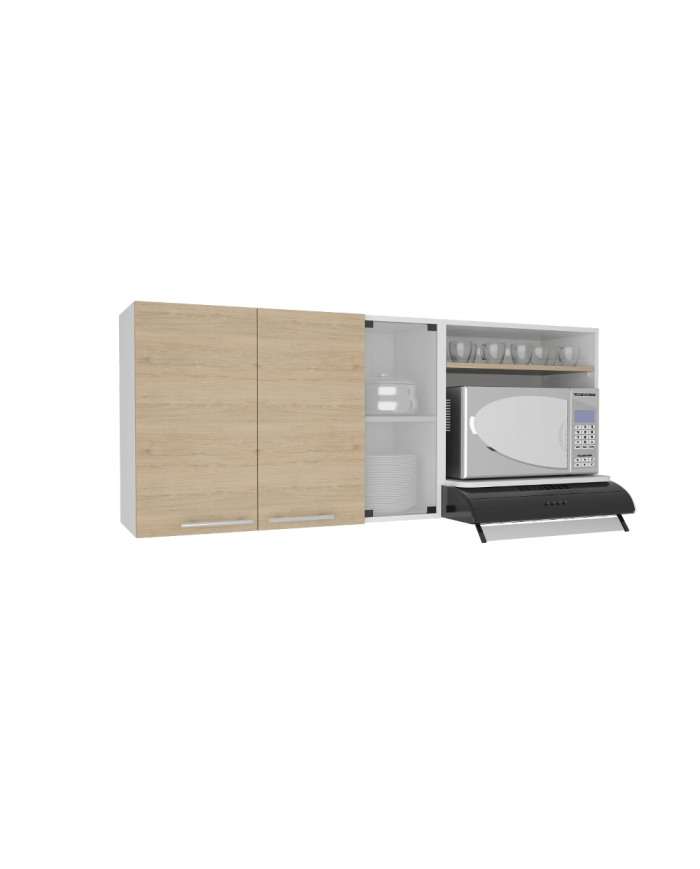 Gabinete Superior Viltex, Beige y Blanco, Incluye Locero y Portavasos