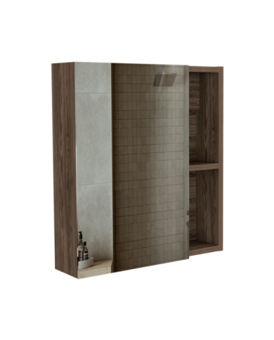 Gabinete de Baño Labell, Chocolate, con Puerta Espejo y Entrepaños