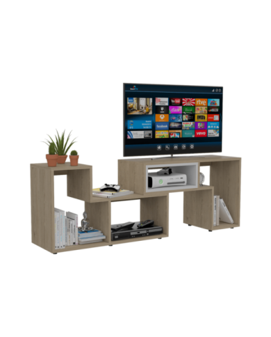 Mesa Para Tv Ascher, Beige y Blanco, con Espacio Para Televisor de 50 Pulgadas