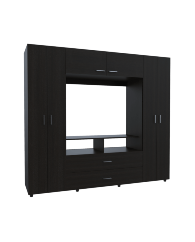 Closet Jakob, Wengue, con Dos Cajones Multiusos y Seis Puertas