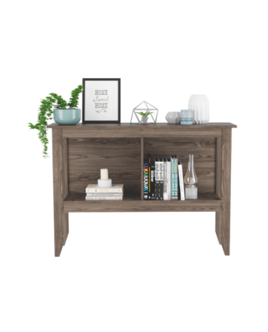 Mesa Auxiliar Sarume, Chocolate, con Entrepaño Doble y Amplia Superficie