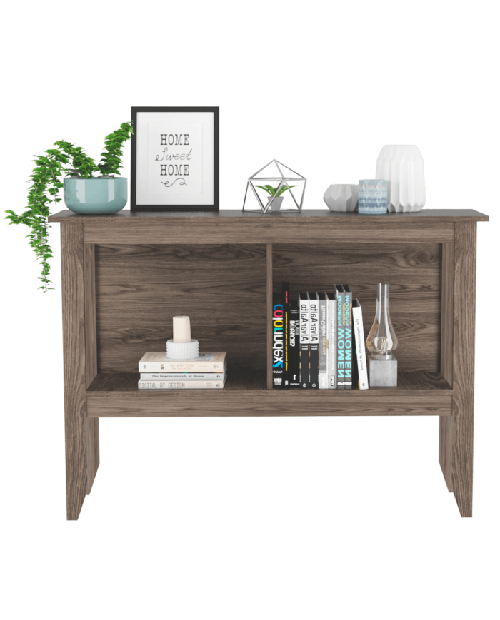 Mesa Auxiliar Sarume, Chocolate, con Entrepaño Doble y Amplia Superficie