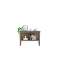 Mesa Auxiliar Sarume, Chocolate, con Entrepaño Doble y Amplia Superficie