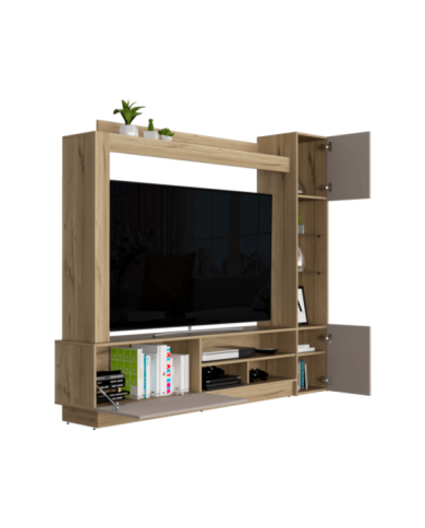 Mesa Para Tv Bayern, Café Claro, con Espacio Para Televisor de Hasta 65 Pulgadas