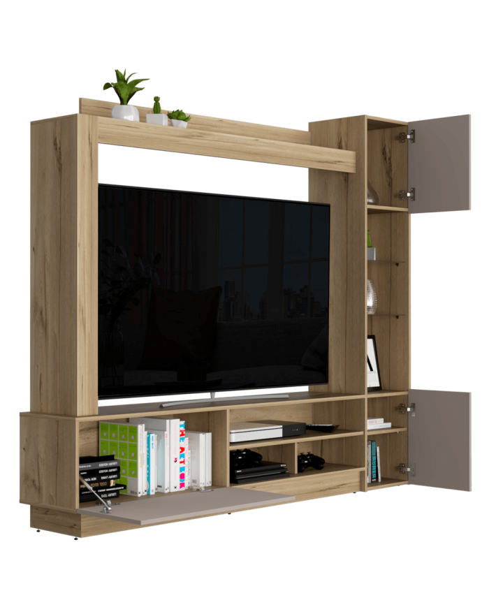 Mesa Para Tv Bayern, Café Claro, con Espacio Para Televisor de Hasta 65 Pulgadas