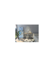 Mesa Auxiliar Zumba, Miel, con Patas Metálicas Ideal Para Ubicar Objetos Decorativos