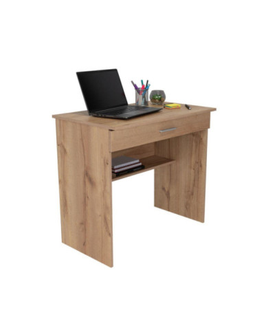 Escritorio Eros, Café Claro, con Cajón Multiusos de Correderas Metálicas Deslizables