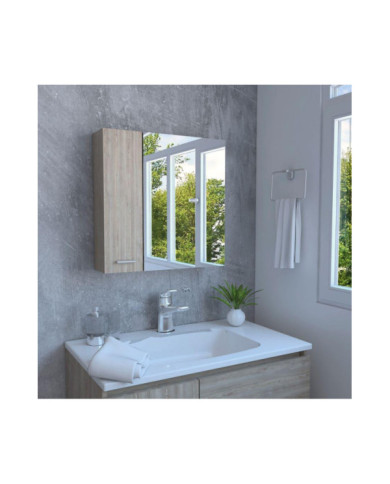 Gabinete de Baño Apolis, Miel, con Puerta Espejo y Dos Entrepaños Para Ubicar Múltiples Objetos