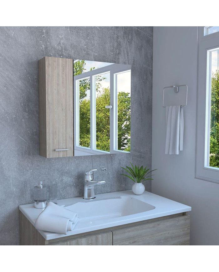 Gabinete de Baño Apolis, Miel, con Puerta Espejo y Dos Entrepaños Para Ubicar Múltiples Objetos