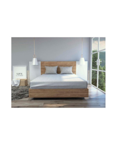 Cama Doble Nebrask, Miel y Blanco, Incluye Cabecera