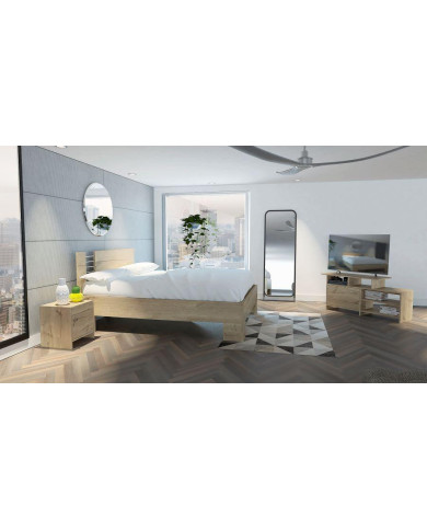 Combo Para Habitación Ennis, Café Claro, Incluye Mesa Para Tv y Mesa de Noche