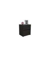 Mesa de Noche Ozzan, Wengue, con Dos Cajones Deslizables con Apertura Sin Manijas